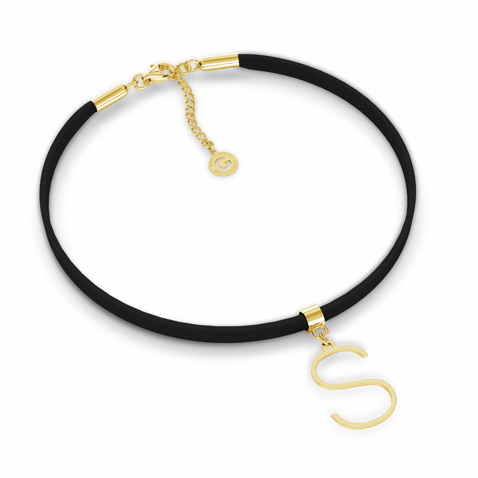 Choker dowolna litera, srebro 925