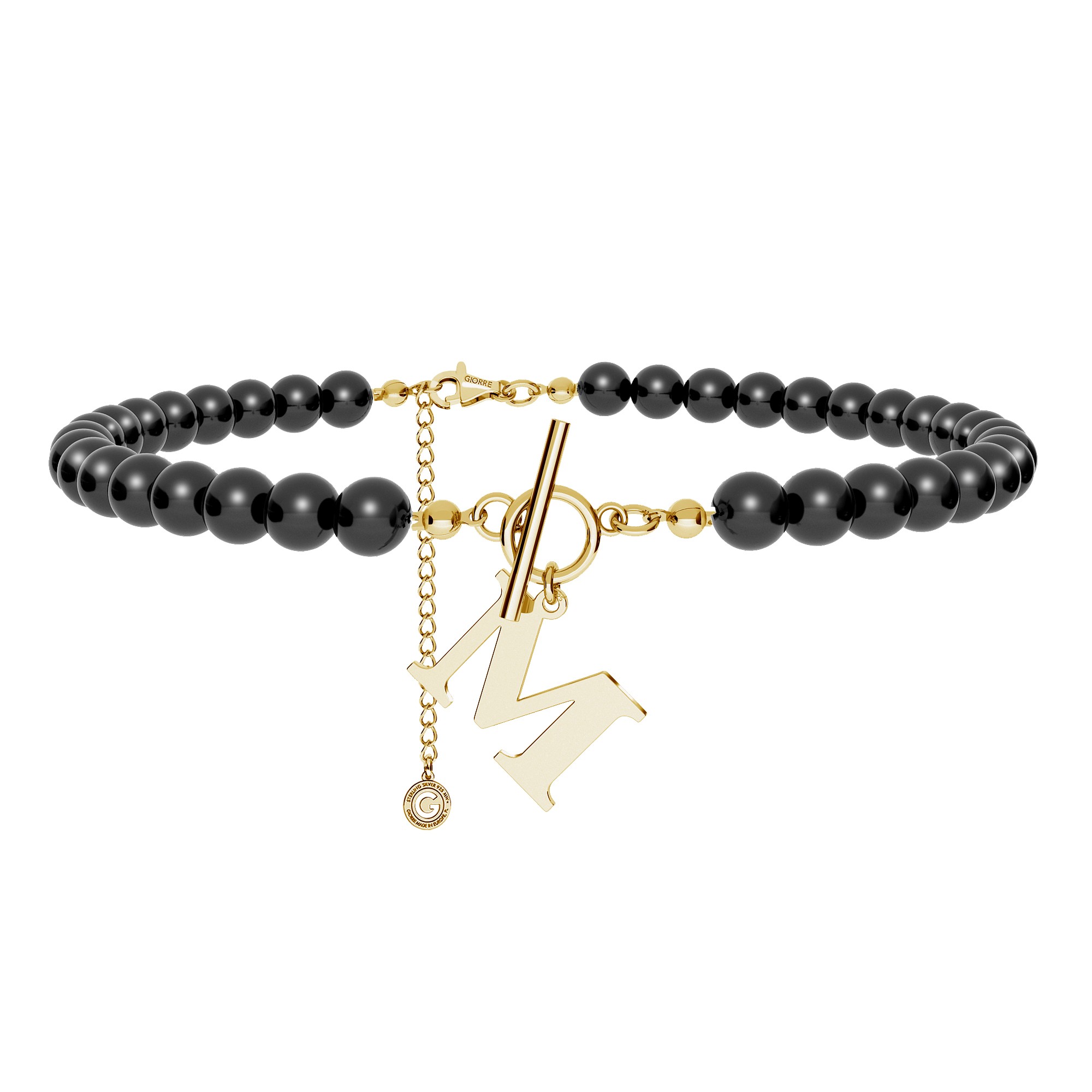 Czarny perłowy choker z dowolną literą